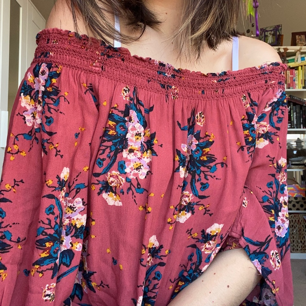 Off the shoulder floral blouse
